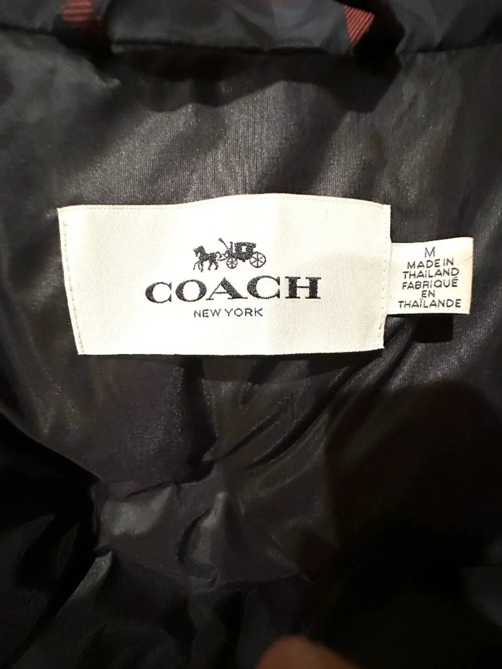 COACH PLAID PUFFER VEST MEDIUM